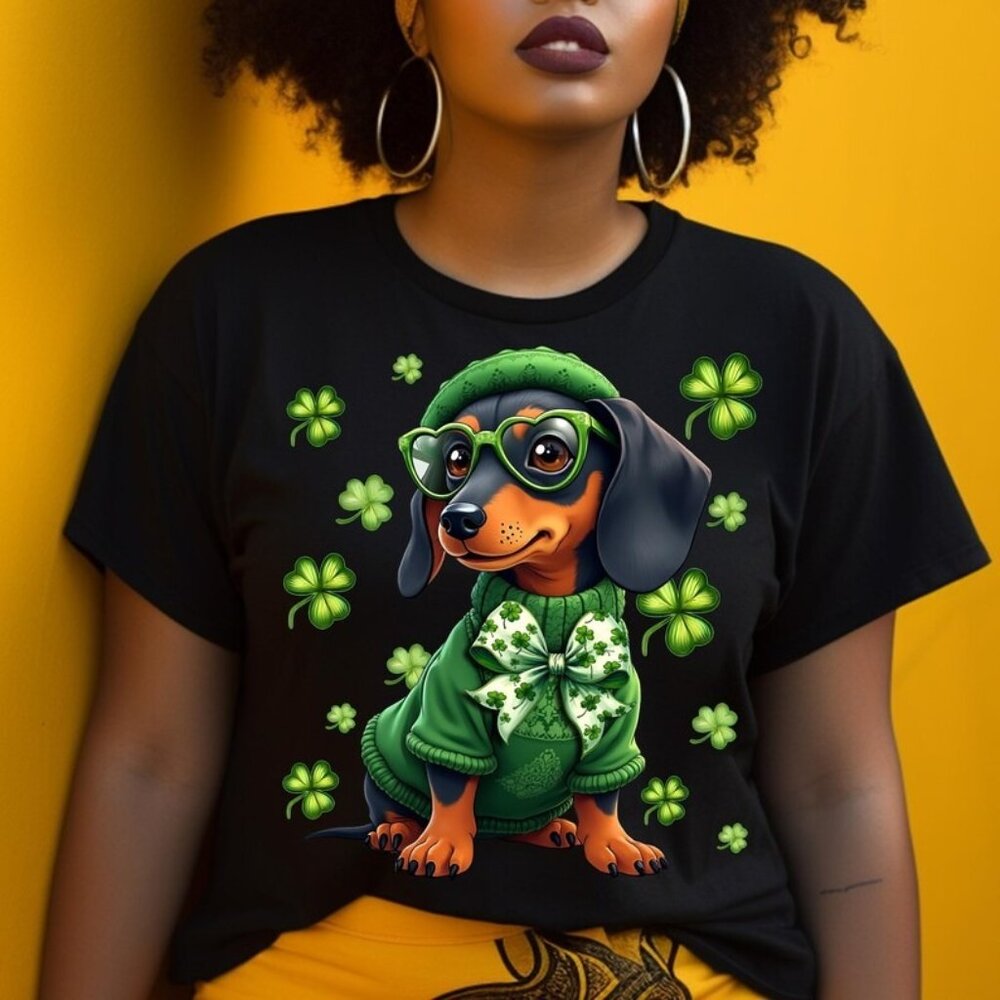 St. Patrick’s Day Dachshund Dog Tee, Lucky Dog T-shirt